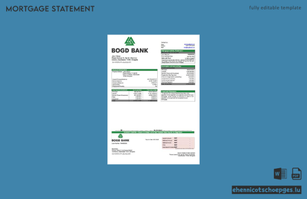 Mongolische Bogd Bank Hypothekenabrechnung (Word- und PDF-Beispiel)